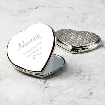 Personalised Diamante Heart Compact Mirror, 6 of 6