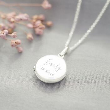 Sterling Silver Name And Date Personalised Locket, 2 of 12