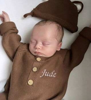 Personalised Embroidered Knitted Baby Romper, 2 of 6