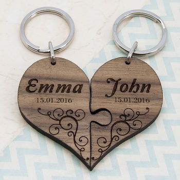 Couples' Romantic Joining Heart Keyring, 2 of 3