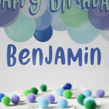 Personalised Balloon Cake Topper, Blue, 4 of 7