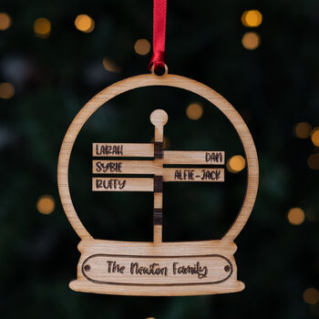Personalised Family Christmas Signpost Bauble, 3 of 5