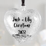Personalised Couples Silver Heart Christmas Bauble, thumbnail 1 of 4