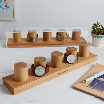 Personalised Solid Oak Watch Stand For Four Watches, 8 of 12