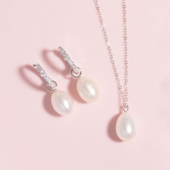 Large Pearl Pendant Necklace In Sterling Silver And Gold Vermeil, 3 of 11