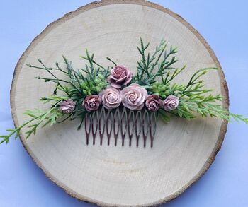 Blush And Dusky Pink Flower Hair Comb, 5 of 6