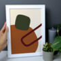 Modern Geometric Print In Brown And Green, thumbnail 2 of 7