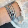 Custom Blue Wrap Memorial Bracelet For Ashes With Heart Urn, thumbnail 3 of 12