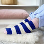 100% Cashmere Bold Blue Stripe Socks, thumbnail 5 of 10