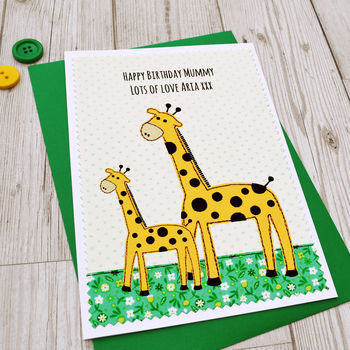 'Giraffe And Baby' Personalised Birthday Card, 2 of 3