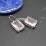 Rose Quartz Silver Earrings, Pink Gemstone Dangle Drop, thumbnail 1 of 7