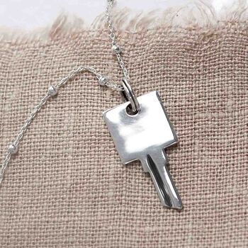 Sterling Silver Key Necklace Small, 4 of 6