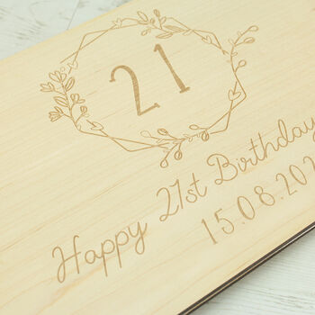 Personalised Wooden Engraved Birthday Party Guest Book, 4 of 4