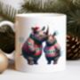Personalised Rhino Love Couple In Christmas Jumpers Mug, thumbnail 1 of 2
