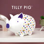Tilly Pig Hearts And Rainbows Piggy Bank, thumbnail 2 of 10