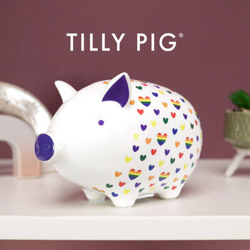 Tilly Pig Hearts And Rainbows Piggy Bank, 2 of 10