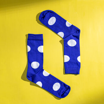 Royal Blue Polka Dot Egyptian Cotton Men's Socks, 2 of 4