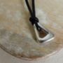 Silver Triangle Pendant And Leather Necklace, thumbnail 1 of 3