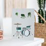 Drum Kit Houseplant Card | Music Greetings Card, thumbnail 1 of 5