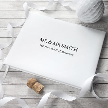 Personalised Luxury White Leather Wedding Guest Book, 4 of 12