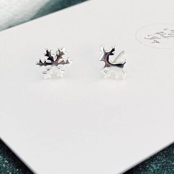 Sterling Silver Snowflake And Reindeer Earrings, 2 of 4