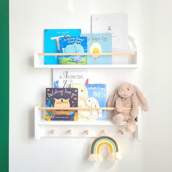 Nursery Shelf With Rail And Pegs, Nursery Decor, 8 of 12