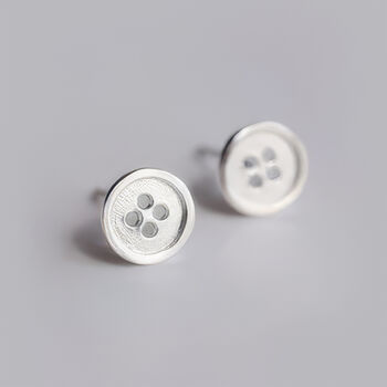 Sterling Silver Sewing Button Stud Earrings, 2 of 4