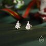 Sterling Silver Extra Tiny Christmas Tree Stud Earrings, thumbnail 3 of 11
