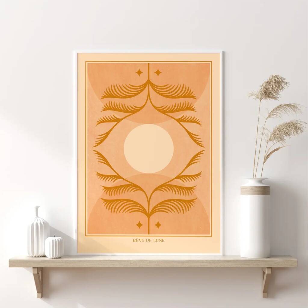 ‘Reve De Lune’, Boho Abstract Celestial Moon Art Print, 1 of 3