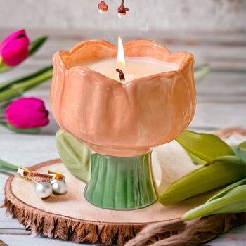 Luxury Ceramic Spring Tulip Candle, 3 of 9