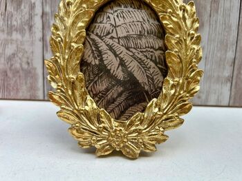 Gold Oval Wreath Nature Inspired Photo Frame Picture Holder Small, 7 of 7