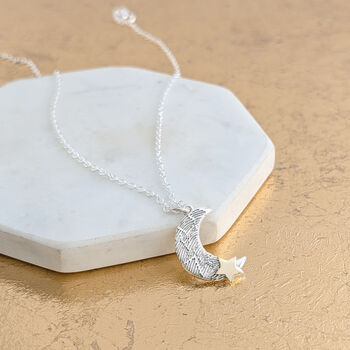 Loved To The Moon And Stars Fingerprint Pendant, 3 of 6