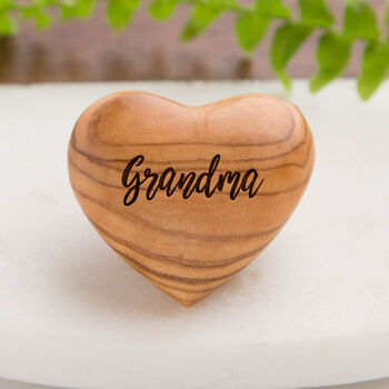 Mummy Mum Grandma Olive Wood Heart Hug Pocket Token, 2 of 9