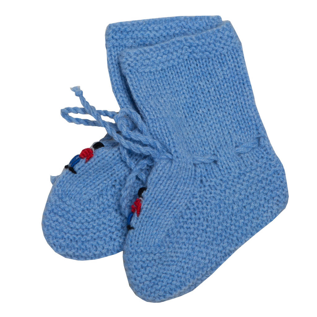 Hand Knitted Cashmere Soldiers Baby Booties, 1 of 2