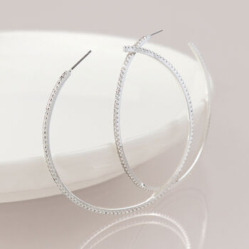 Silver Plated Large Hoop Earrings, 3 of 4