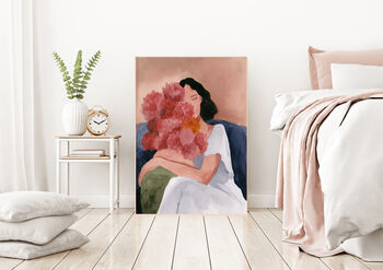 Female Pink Flower Portrait Art Print, 4 of 4