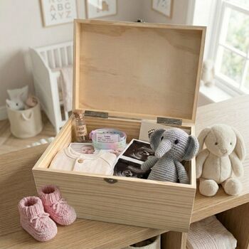 Personalised Pink Garland New Baby Keepsake Box, 3 of 10
