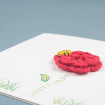 Handmade Crochet 'Happy Birthday' Flower Card, 3 of 3
