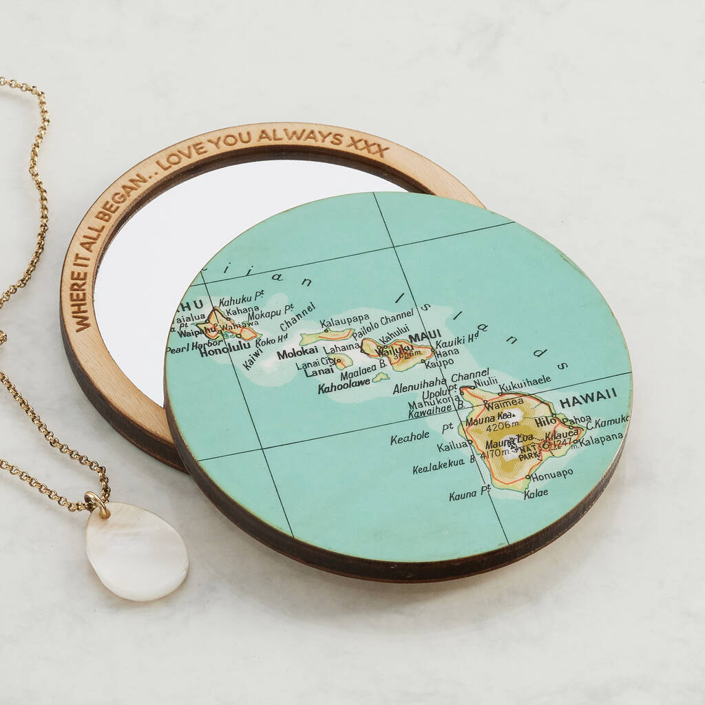 Personalised Map Location Compact Pocket Mirror For Her, 1 of 10