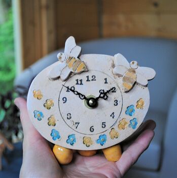 Small Mantel Clock With Bee And Meadow, 9 of 11