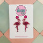 Handmade Pink Flamingo Glitter Resin Earrings, thumbnail 1 of 4