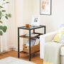 Three Tier Slim Glass Top Side Table Bedside Table, thumbnail 3 of 9