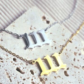 111 Angel Numbers Necklace In Stainless Steel With Adjustable Chain, 2 of 7