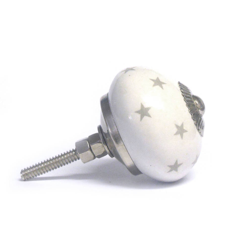 Set Of 10 Grey White Black Silver Vintage Door Knobs By Pushka Home