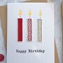 Embroidered Red Candle Happy Birthday Card, thumbnail 2 of 2