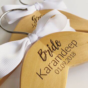 Personalised Center Design Wooden Wedding Dress Hanger, 2 of 4