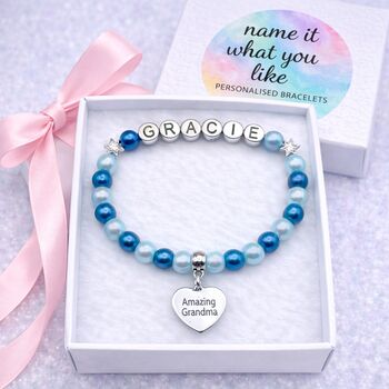 Personalised Nana Bracelet Birthday Gift Keepsake From Granddaughter Inc Gift Box And Message, 2 of 12