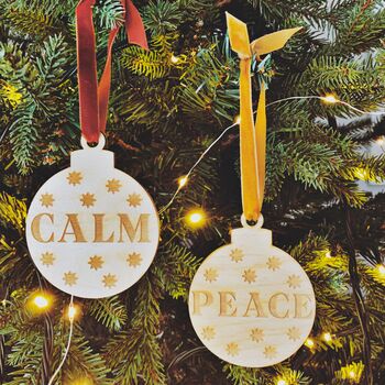 Set Of Three Christmas Wooden Hanging Decorations, 2 of 8