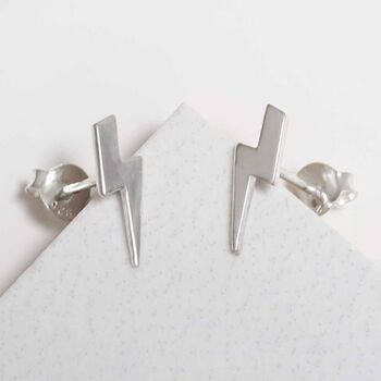 Sterling Silver Thunder Bolt Studs, 2 of 5