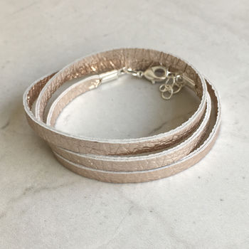 Leather Triple Wrap Bracelet, 2 of 5